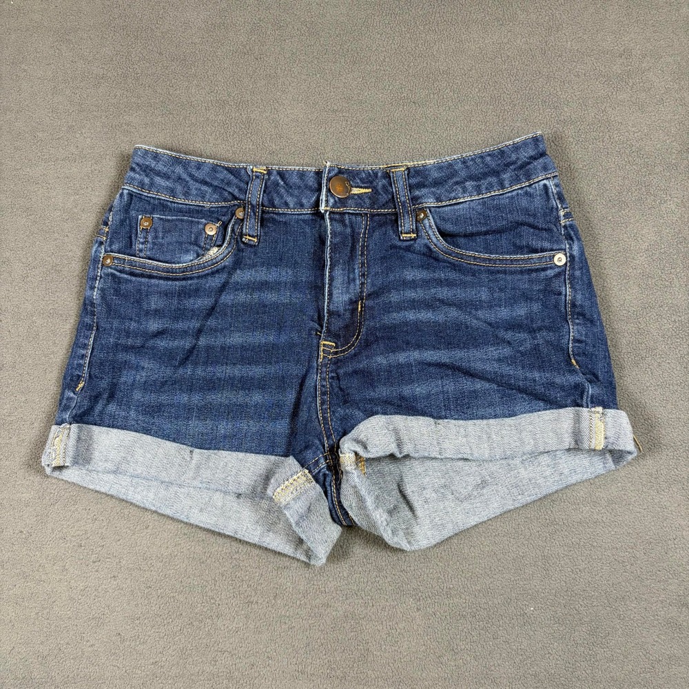 Dollhouse Andie Denim Shorts Womens Size 5 Blue Cuffed Stretch Low Rise